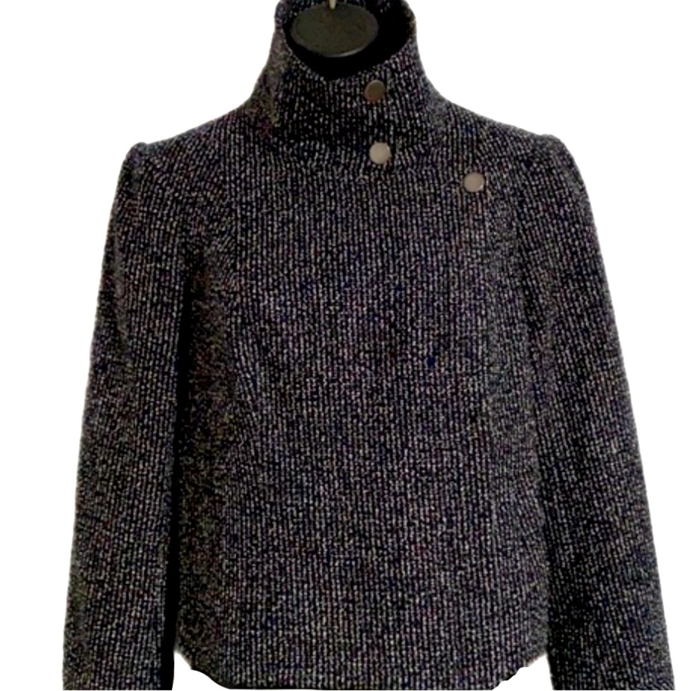 Forenza Black Tweed Knit Moto Jacket Size Small.